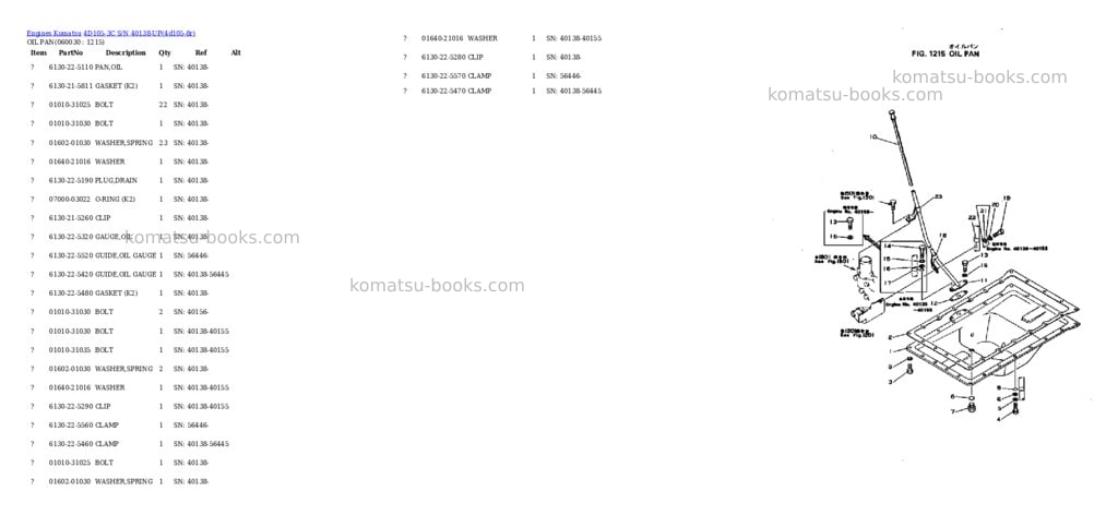 Komatsu 4D105-3C S/N 40138-UP Parts catalog cover Page 10