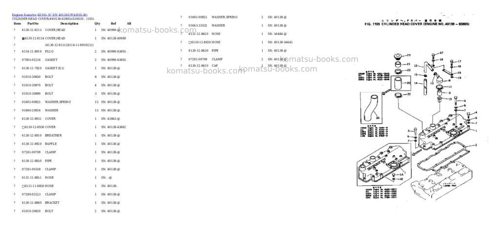 Komatsu 4D105-3C S/N 40138-UP Parts catalog cover Page 2
