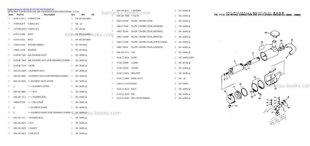 Komatsu 4D105-3C S/N 40138-UP Parts catalog cover Page 5