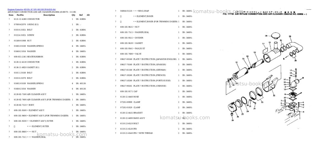 Komatsu 4D105-3C S/N 40138-UP Parts catalog cover Page 6
