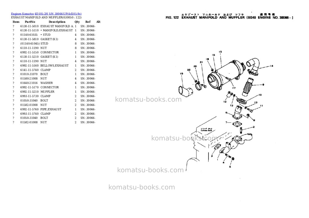 Komatsu 4d105-2h s/n 30066-up Parts catalog cover Page 4 Komatsu 4d105-2h s/n 30066-up Parts catalog cover Page 4