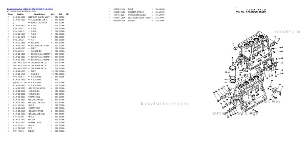 Komatsu 4d105-2h s/n 30066-up Parts catalog cover Page 6 Komatsu 4d105-2h s/n 30066-up Parts catalog cover Page 6