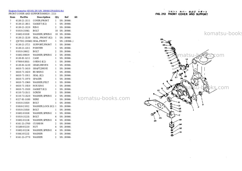 Komatsu 4d105-2h s/n 30066-up Parts catalog cover Page 7 Komatsu 4d105-2h s/n 30066-up Parts catalog cover Page 7