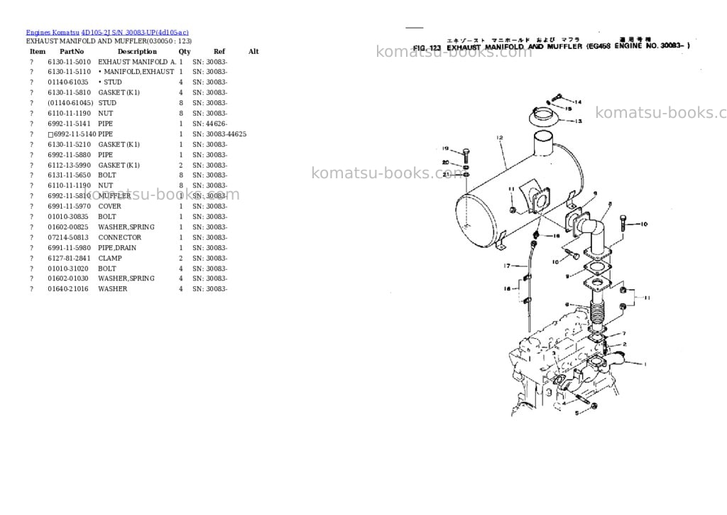 Komatsu 4D105-2J S/N 30083-UP Parts catalog cover Page 4 Komatsu 4D105-2J S/N 30083-UP Parts catalog cover Page 4