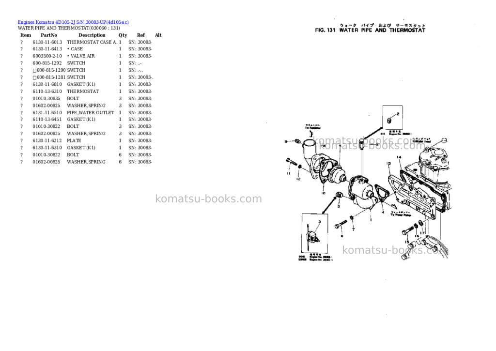 Komatsu 4D105-2J S/N 30083-UP Parts catalog cover Page 5 Komatsu 4D105-2J S/N 30083-UP Parts catalog cover Page 5