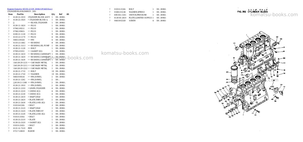 Komatsu 4D105-2J S/N 30083-UP Parts catalog cover Page 6 Komatsu 4D105-2J S/N 30083-UP Parts catalog cover Page 6