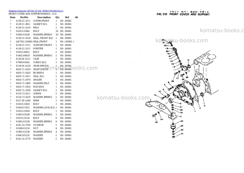 Komatsu 4D105-2J S/N 30083-UP Parts catalog cover Page 7 Komatsu 4D105-2J S/N 30083-UP Parts catalog cover Page 7