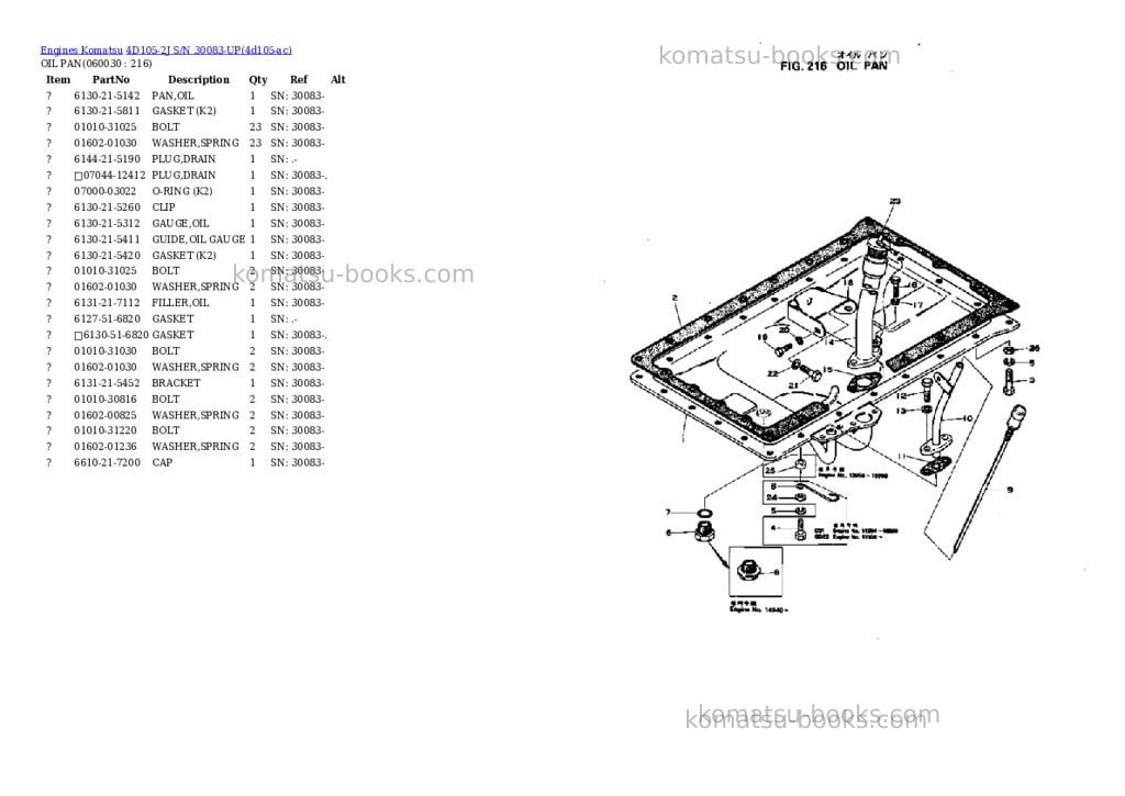 Komatsu 4D105-2J S/N 30083-UP Parts catalog cover Page 8 Komatsu 4D105-2J S/N 30083-UP Parts catalog cover Page 8