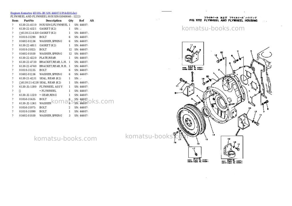 Komatsu 4d105-3h s/n 44607-up Parts catalog cover Page 9 Komatsu 4d105-3h s/n 44607-up Parts catalog cover Page 9