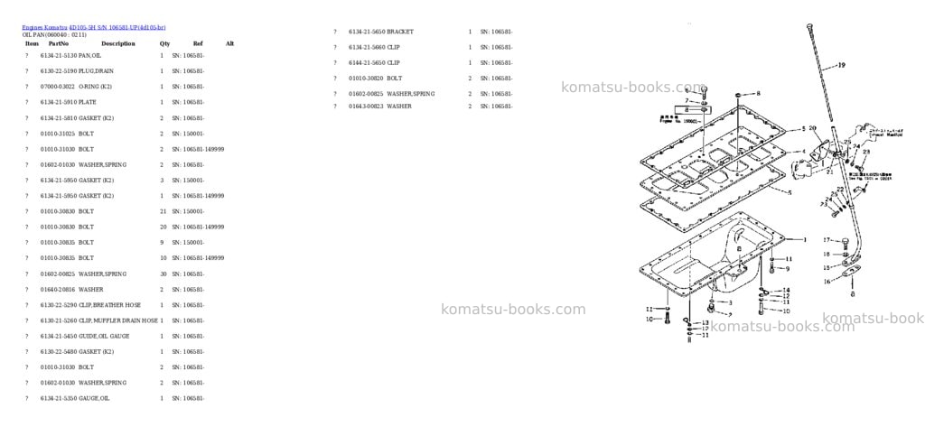 Komatsu 4D105-5H S/N 106581-UP Parts catalog cover Page 10 Komatsu 4D105-5H S/N 106581-UP Parts catalog cover Page 10
