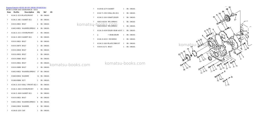 Komatsu 4D105-5H S/N 106581-UP Parts catalog cover Page 9 Komatsu 4D105-5H S/N 106581-UP Parts catalog cover Page 9
