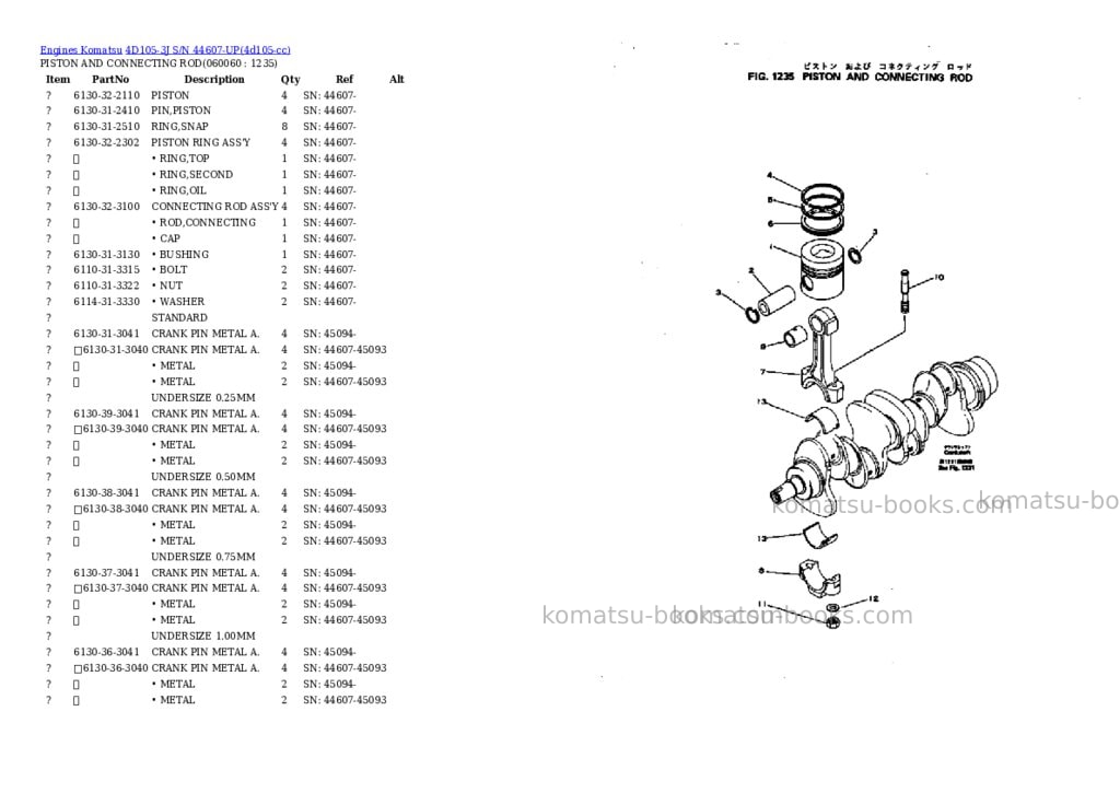 Komatsu 4d105-3j s/n 44607-up Parts catalog cover Page 10