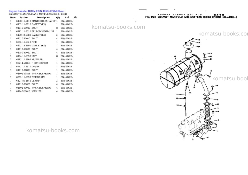 Komatsu 4d105-3j s/n 44607-up Parts catalog cover Page 4