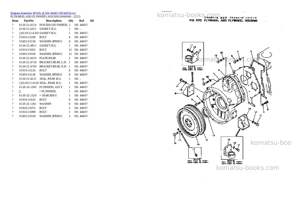 Komatsu 4d105-3j s/n 44607-up Parts catalog cover Page 8