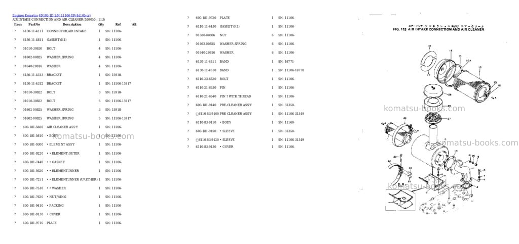 Komatsu 4D105-1D S/N 11106-UP Parts catalog cover Page 4