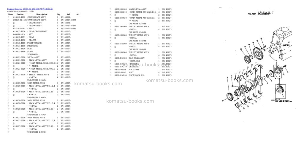 Komatsu 4D105-3L S/N 40027-UP Parts catalog cover Page 10 Komatsu 4D105-3L S/N 40027-UP Parts catalog cover Page 10