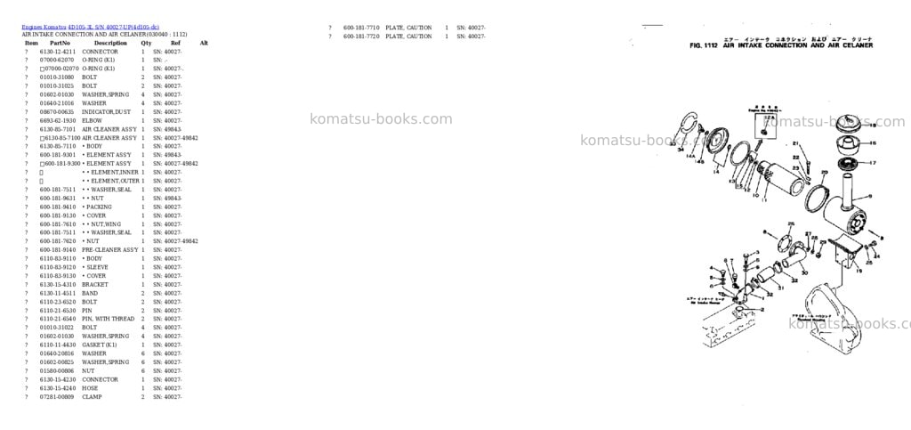 Komatsu 4D105-3L S/N 40027-UP Parts catalog cover Page 3 Komatsu 4D105-3L S/N 40027-UP Parts catalog cover Page 3