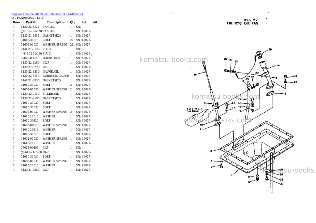 Komatsu 4D105-3L S/N 40027-UP Parts catalog cover Page 8 Komatsu 4D105-3L S/N 40027-UP Parts catalog cover Page 8