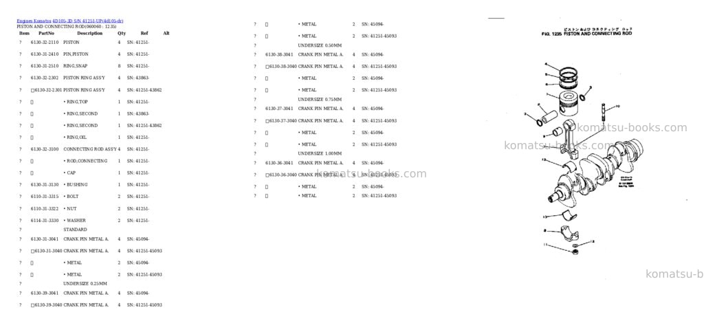 Komatsu 4D105-3D S/N 41251-UP Parts catalog cover Page 10 Komatsu 4D105-3D S/N 41251-UP Parts catalog cover Page 10