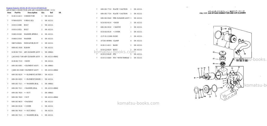 Komatsu 4D105-3D S/N 41251-UP Parts catalog cover Page 3 Komatsu 4D105-3D S/N 41251-UP Parts catalog cover Page 3