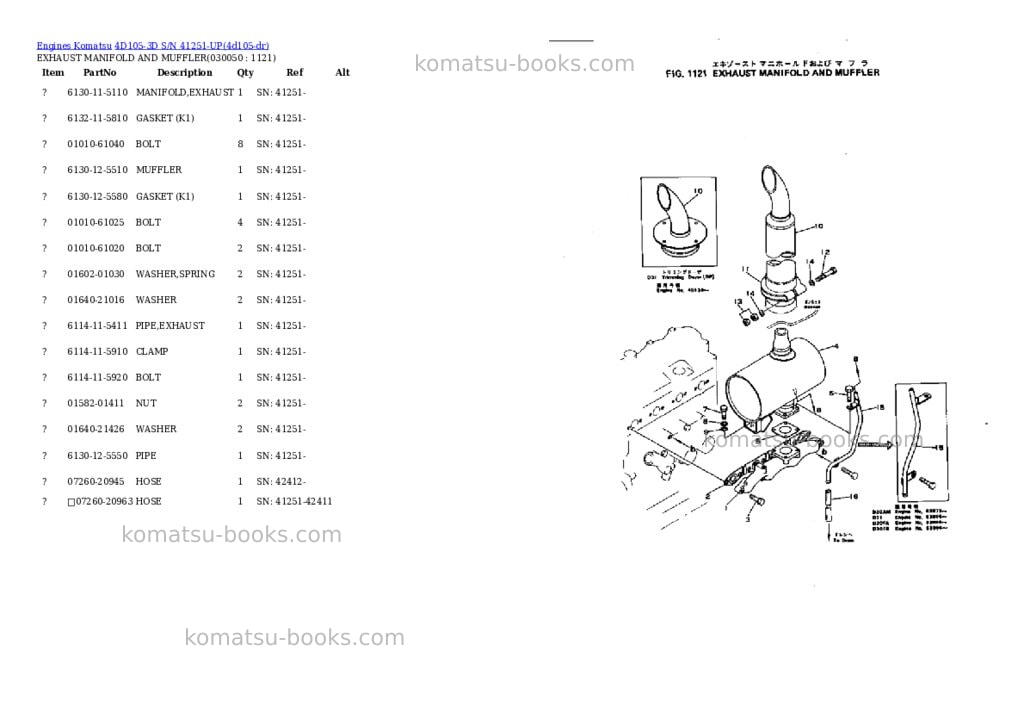 Komatsu 4D105-3D S/N 41251-UP Parts catalog cover Page 4 Komatsu 4D105-3D S/N 41251-UP Parts catalog cover Page 4