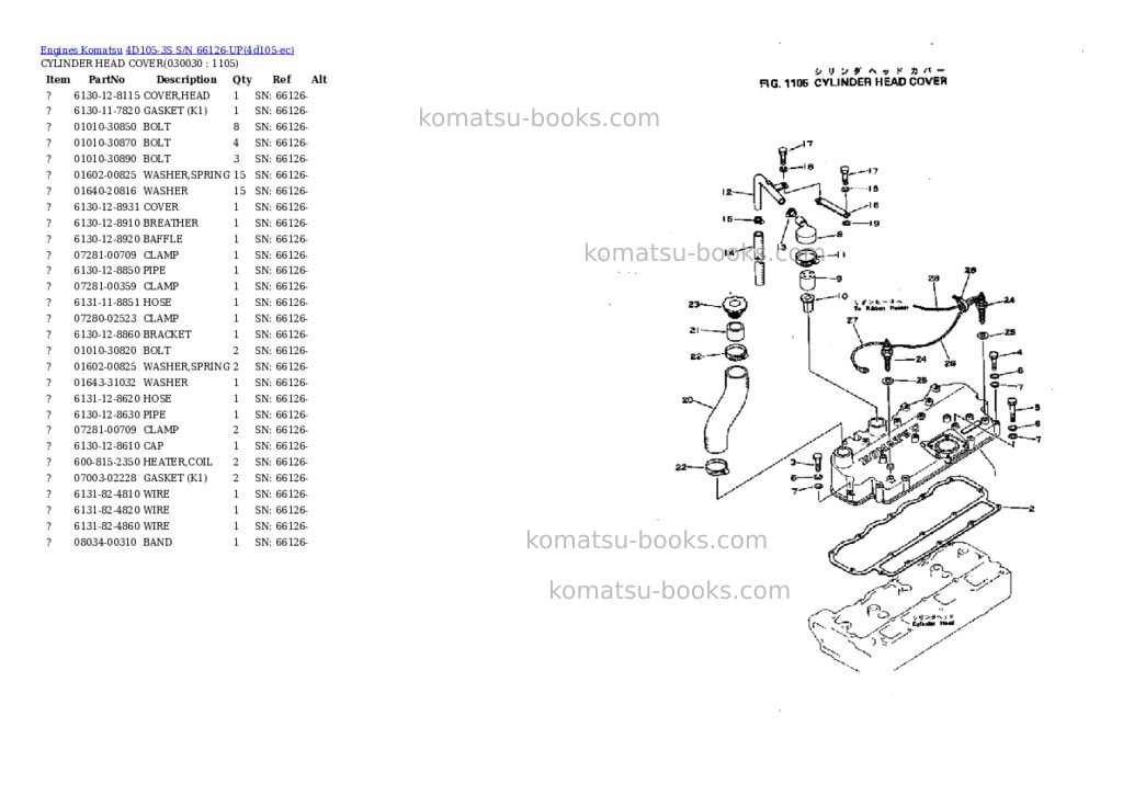 Komatsu 4D105-3S S/N 66126-UP Parts catalog cover Page 2