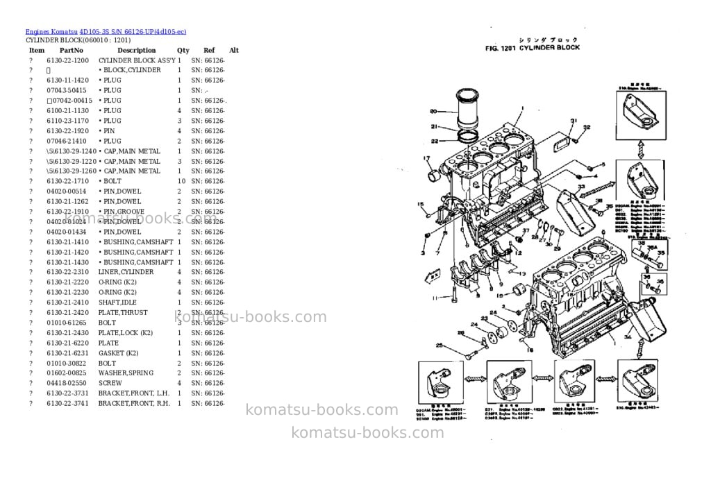 Komatsu 4D105-3S S/N 66126-UP Parts catalog cover Page 5
