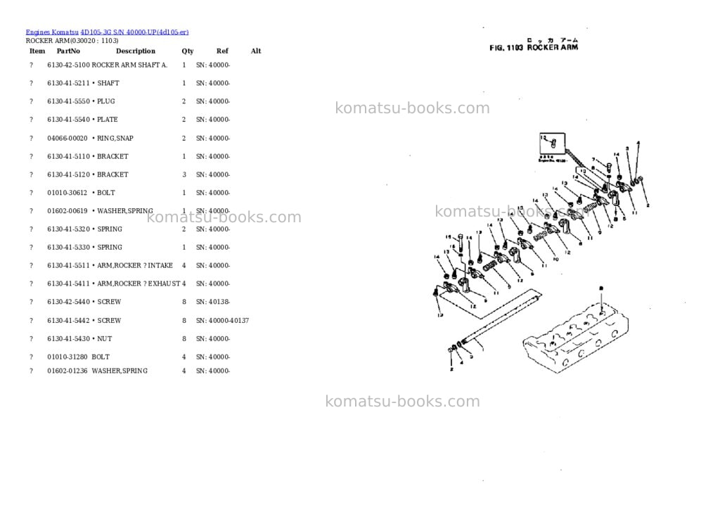 Komatsu 4D105-3G S/N 40000-UP Parts catalog cover Komatsu 4D105-3G S/N 40000-UP Parts catalog cover