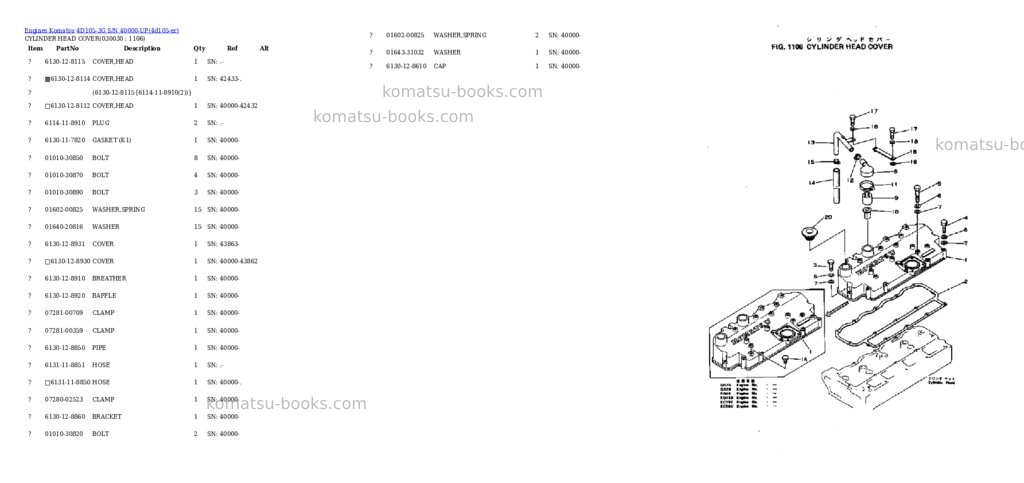 Komatsu 4D105-3G S/N 40000-UP Parts catalog cover Page 2 Komatsu 4D105-3G S/N 40000-UP Parts catalog cover Page 2