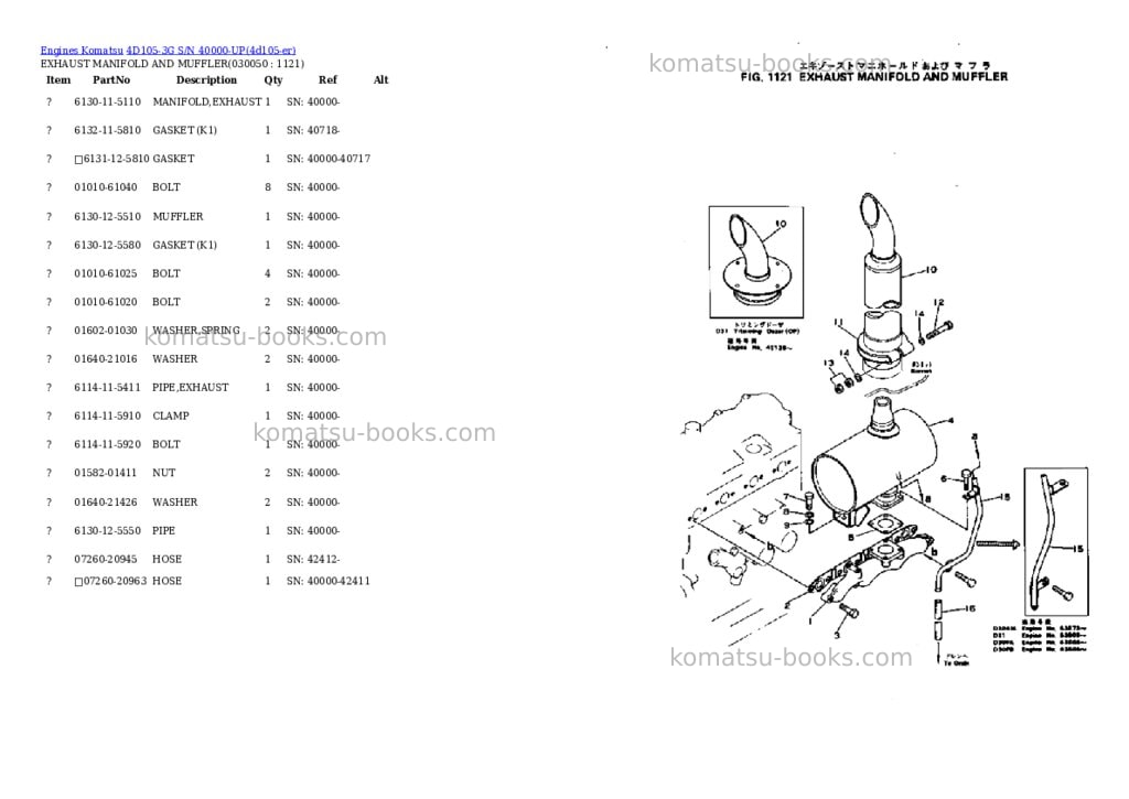 Komatsu 4D105-3G S/N 40000-UP Parts catalog cover Page 4 Komatsu 4D105-3G S/N 40000-UP Parts catalog cover Page 4