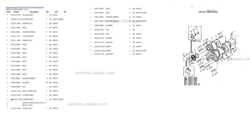 Komatsu 4D105-5J S/N 102876-UP Parts catalog cover Page 8 Komatsu 4D105-5J S/N 102876-UP Parts catalog cover Page 8