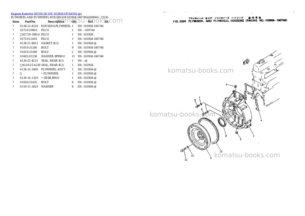 Komatsu 4D105-5D S/N 103958-UP Parts catalog cover Page 10 Komatsu 4D105-5D S/N 103958-UP Parts catalog cover Page 10
