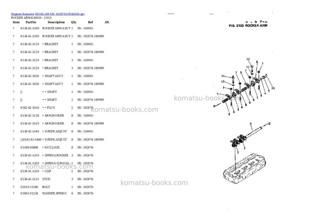 Komatsu 4D105-5M S/N 102876-UP Parts catalog cover Komatsu 4D105-5M S/N 102876-UP Parts catalog cover