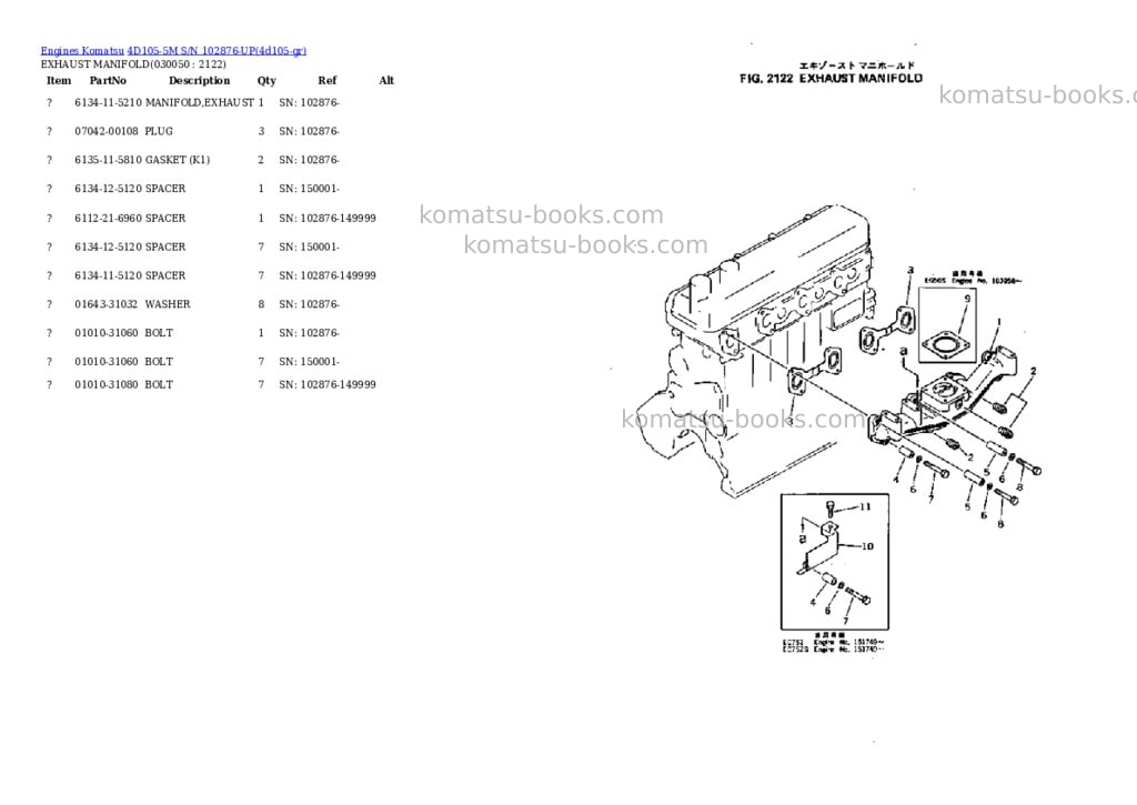 Komatsu 4D105-5M S/N 102876-UP Parts catalog cover Page 4 Komatsu 4D105-5M S/N 102876-UP Parts catalog cover Page 4