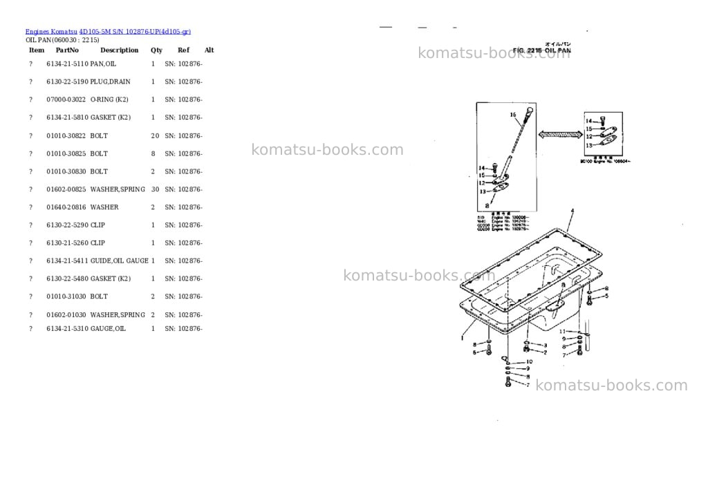 Komatsu 4D105-5M S/N 102876-UP Parts catalog cover Page 9 Komatsu 4D105-5M S/N 102876-UP Parts catalog cover Page 9