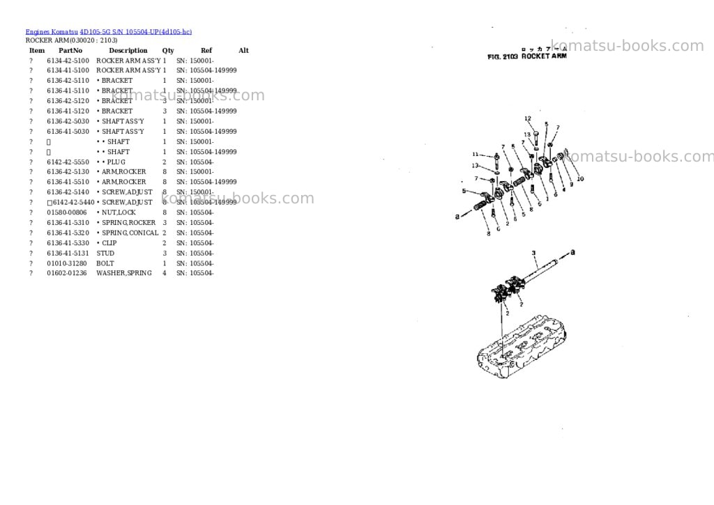 Komatsu 4D105-5G S/N 105504-UP Parts catalog cover Komatsu 4D105-5G S/N 105504-UP Parts catalog cover