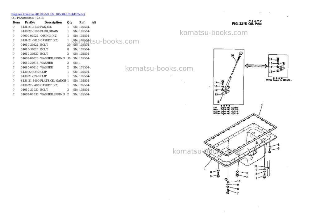 Komatsu 4D105-5G S/N 105504-UP Parts catalog cover Page 9 Komatsu 4D105-5G S/N 105504-UP Parts catalog cover Page 9