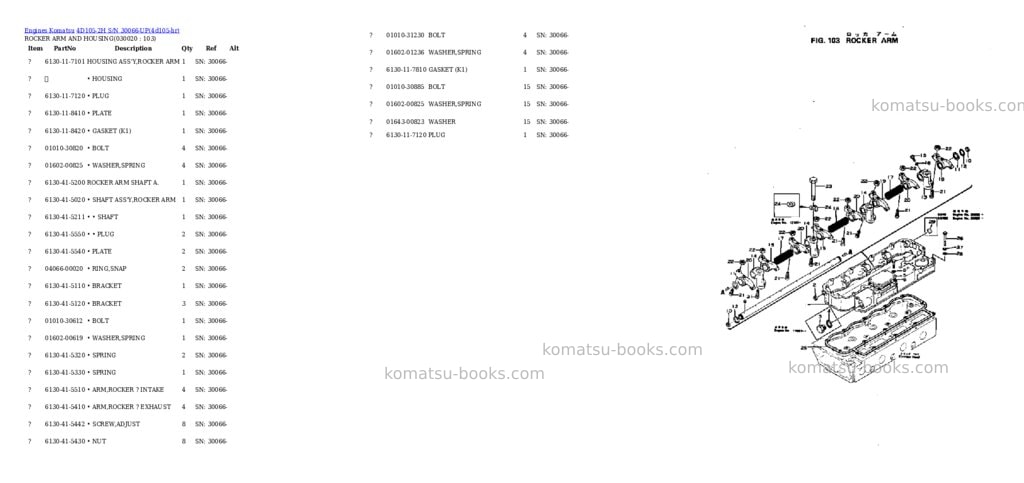 Komatsu 4D105-2H S/N 30066-UP Parts catalog cover Komatsu 4D105-2H S/N 30066-UP Parts catalog cover