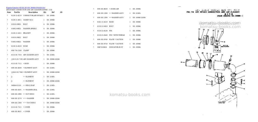 Komatsu 4D105-2H S/N 30066-UP Parts catalog cover Page 3 Komatsu 4D105-2H S/N 30066-UP Parts catalog cover Page 3
