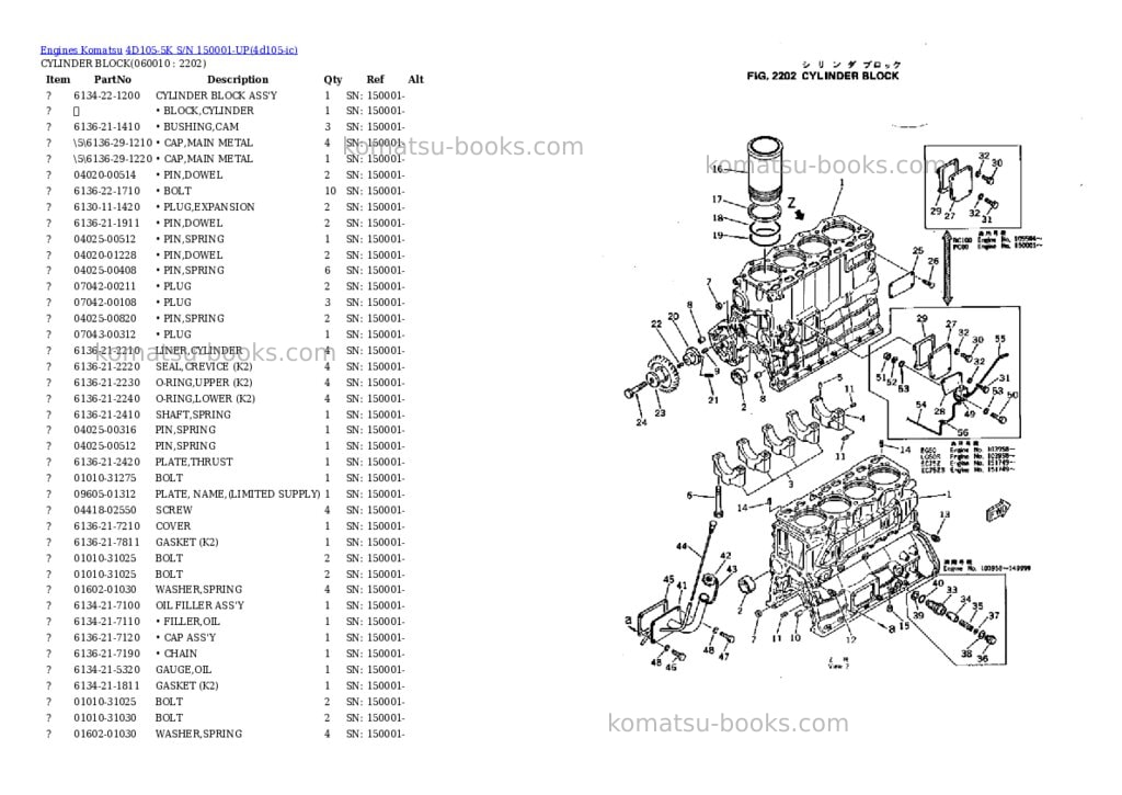 Komatsu 4d105-5k s/n 150001-up Parts catalog cover Page 7 Komatsu 4d105-5k s/n 150001-up Parts catalog cover Page 7