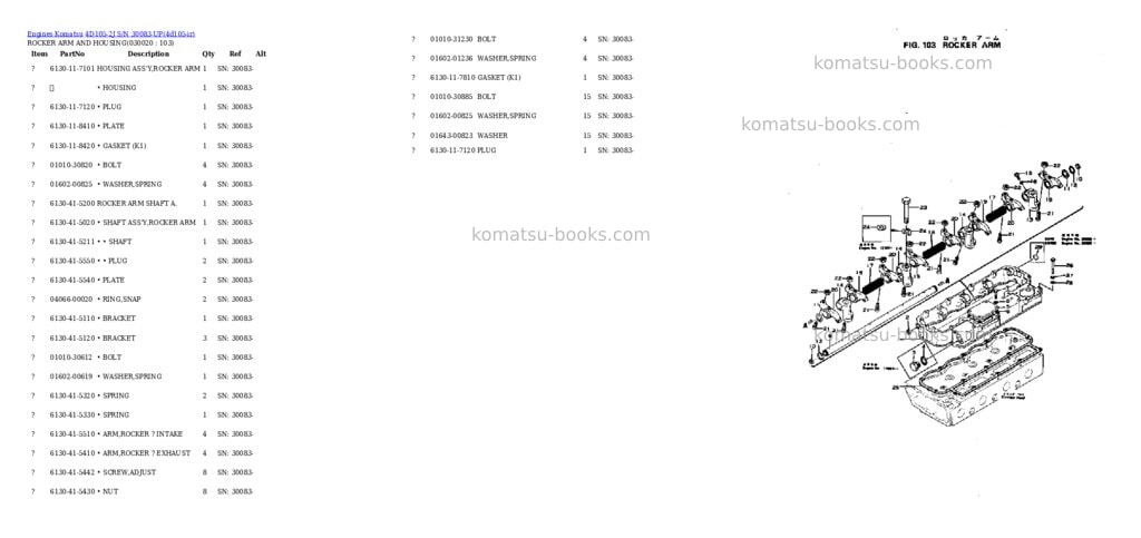 Komatsu 4d105-2j s/n 30083-up Parts catalog cover Komatsu 4d105-2j s/n 30083-up Parts catalog cover