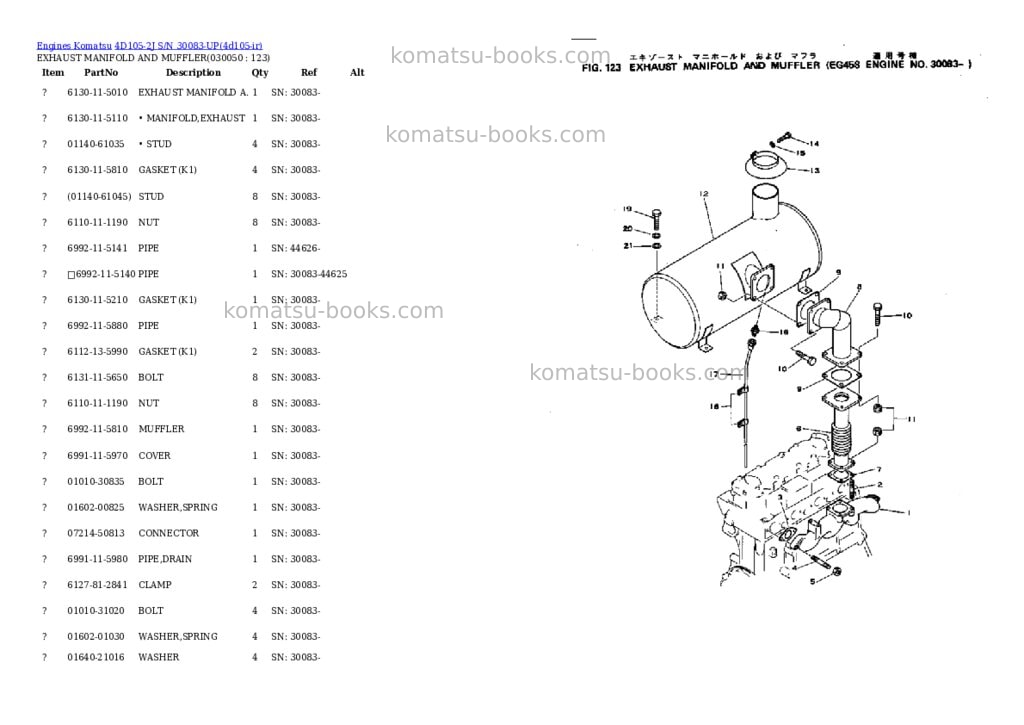 Komatsu 4d105-2j s/n 30083-up Parts catalog cover Page 4 Komatsu 4d105-2j s/n 30083-up Parts catalog cover Page 4