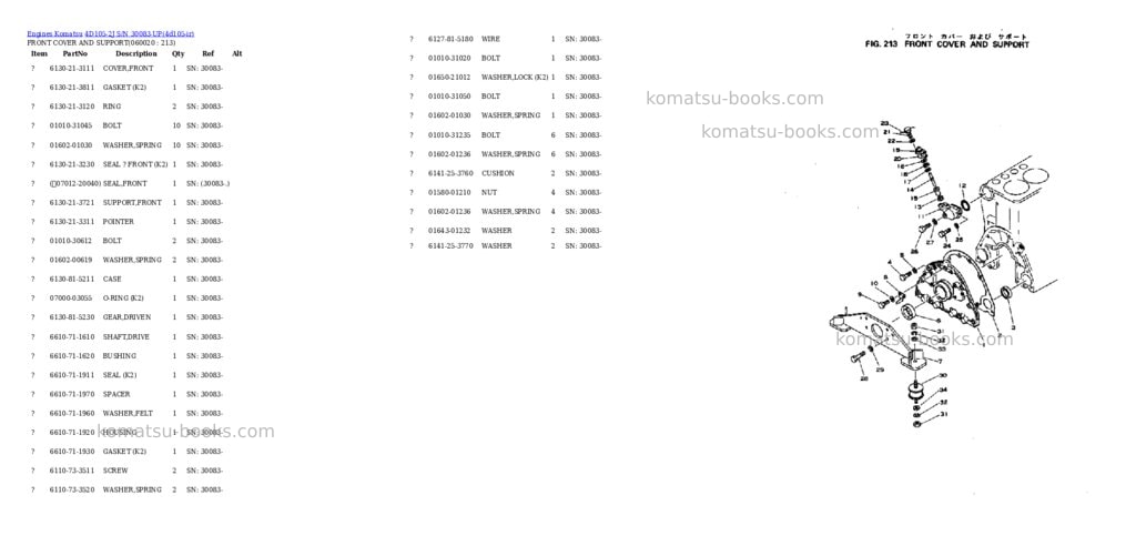Komatsu 4d105-2j s/n 30083-up Parts catalog cover Page 7 Komatsu 4d105-2j s/n 30083-up Parts catalog cover Page 7