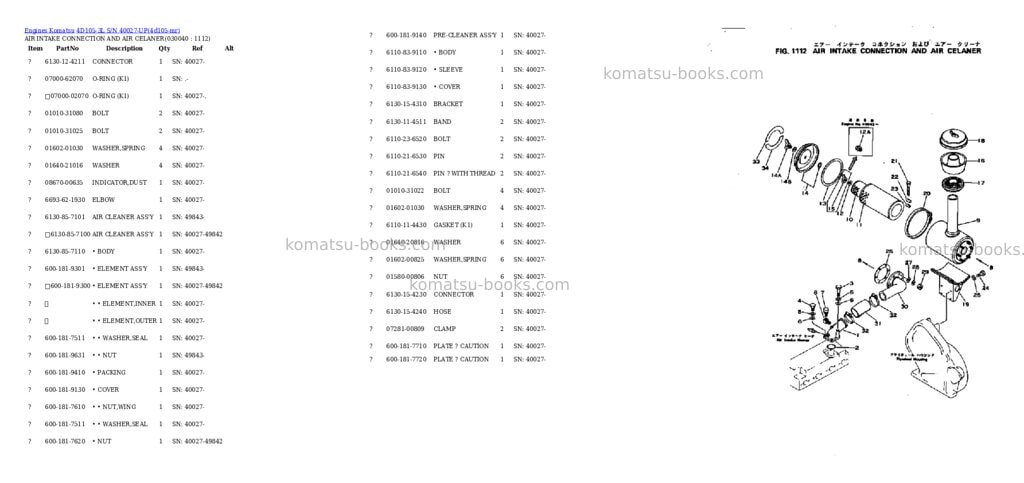 Komatsu 4d105-3l s/n 40027-up Parts catalog cover Page 3 Komatsu 4d105-3l s/n 40027-up Parts catalog cover Page 3