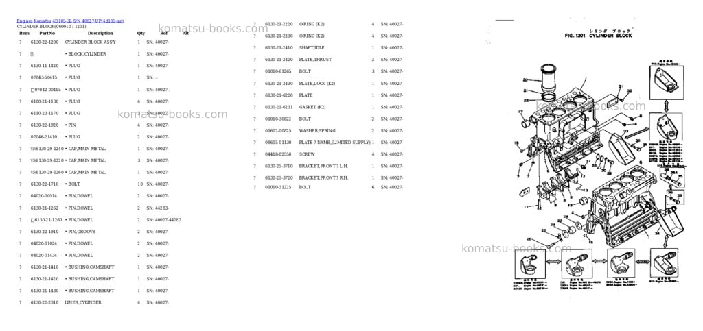 Komatsu 4d105-3l s/n 40027-up Parts catalog cover Page 6 Komatsu 4d105-3l s/n 40027-up Parts catalog cover Page 6