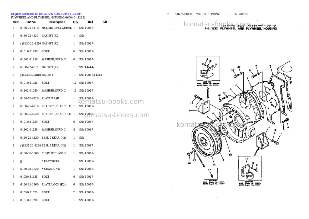 Komatsu 4d105-3l s/n 40027-up Parts catalog cover Page 9 Komatsu 4d105-3l s/n 40027-up Parts catalog cover Page 9