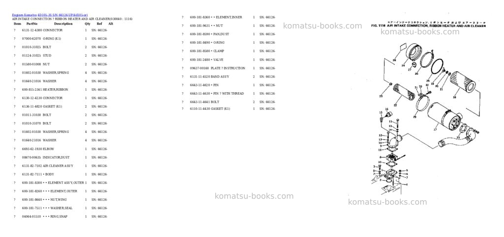 Komatsu 4d105-3s s/n 66126-up Parts catalog cover Page 3
