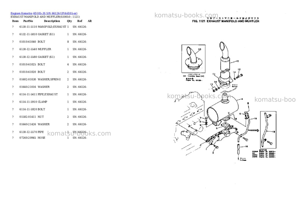 Komatsu 4d105-3s s/n 66126-up Parts catalog cover Page 4