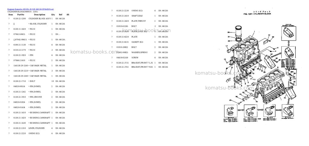 Komatsu 4d105-3s s/n 66126-up Parts catalog cover Page 5