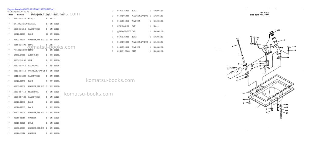 Komatsu 4d105-3s s/n 66126-up Parts catalog cover Page 7